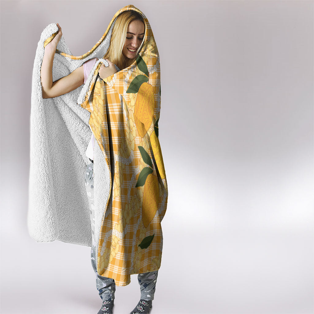 Alani Hawaiian Mango Palaka Hooded Blanket Aloha Hibiscus Pikake Lei LT9 - Polynesian Pride
