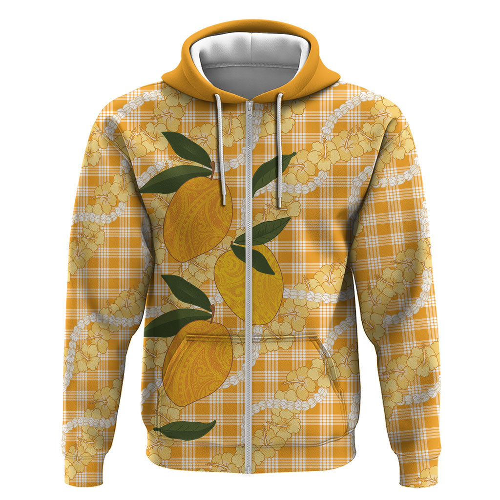 Alani Hawaiian Mango Palaka Hoodie Aloha Hibiscus Pikake Lei LT9 Zip Hoodie Orange - Polynesian Pride
