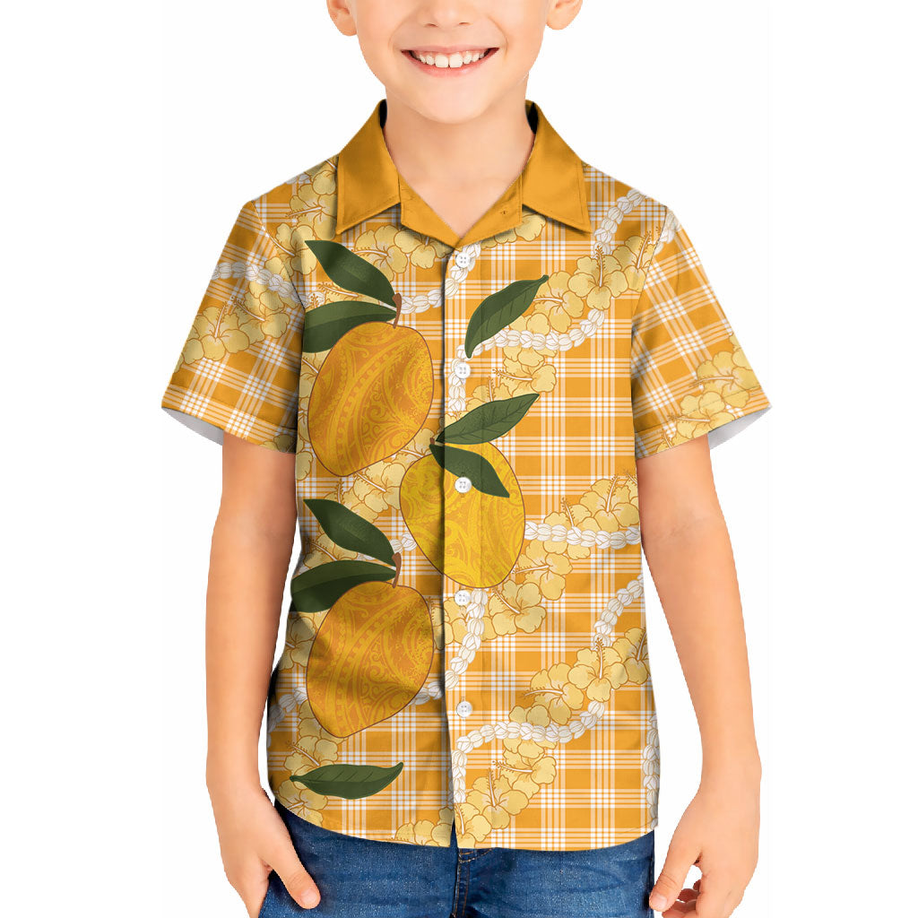 Alani Hawaiian Mango Palaka Kid Hawaiian Shirt Aloha Hibiscus Pikake Lei LT9 Kid Orange - Polynesian Pride