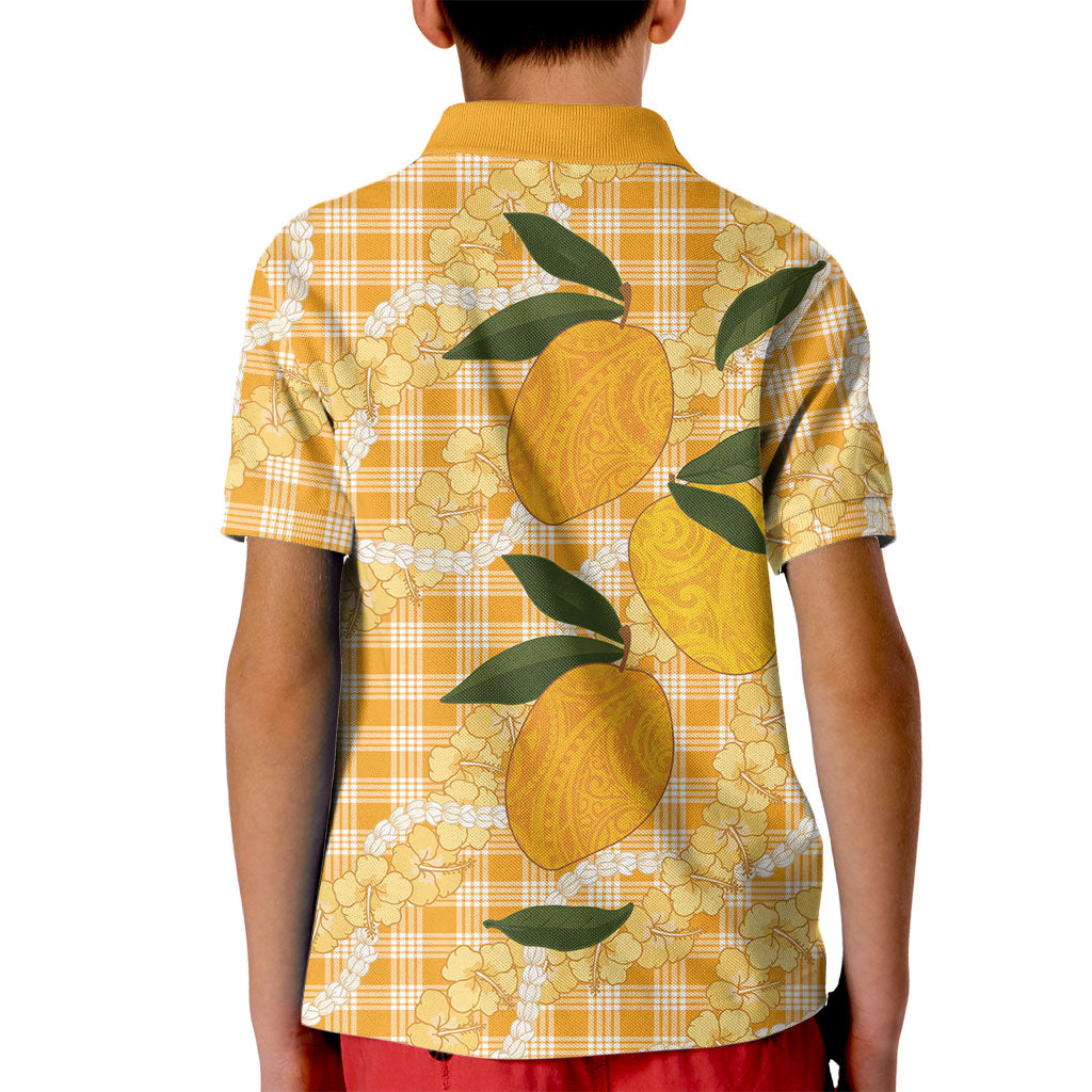 Alani Hawaiian Mango Palaka Kid Polo Shirt Aloha Hibiscus Pikake Lei LT9 - Polynesian Pride
