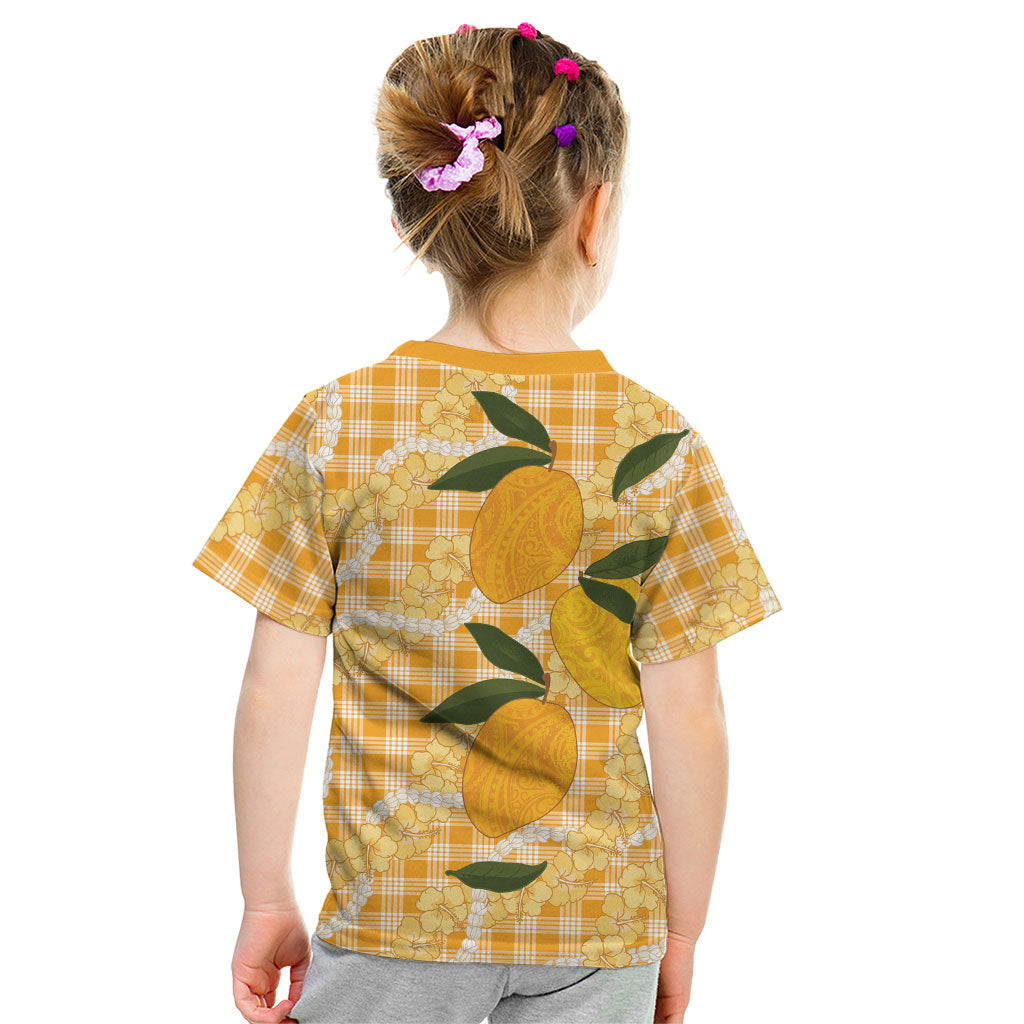 Alani Hawaiian Mango Palaka Kid T Shirt Aloha Hibiscus Pikake Lei LT9 - Polynesian Pride