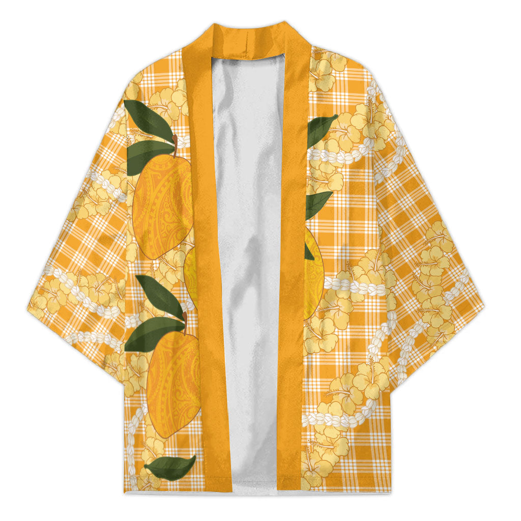 Alani Hawaiian Mango Palaka Kimono Aloha Hibiscus Pikake Lei LT9 Unisex Orange - Polynesian Pride