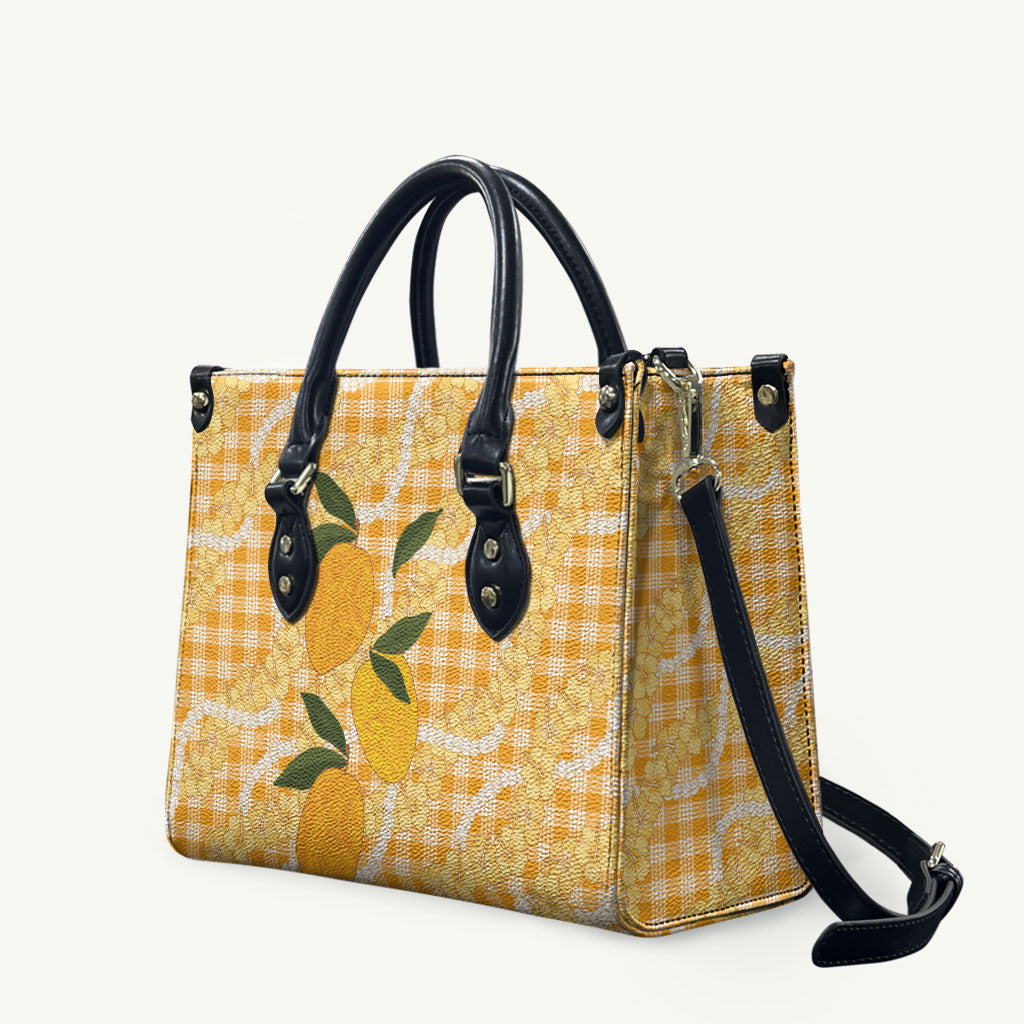 Alani Hawaiian Mango Palaka Leather Bag Aloha Hibiscus Pikake Lei LT9 Orange - Polynesian Pride