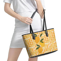 Alani Hawaiian Mango Palaka Leather Tote Bag Aloha Hibiscus Pikake Lei LT9 - Polynesian Pride