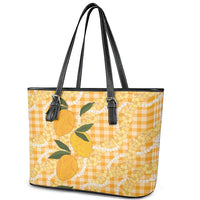 Alani Hawaiian Mango Palaka Leather Tote Bag Aloha Hibiscus Pikake Lei LT9 - Polynesian Pride