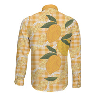 Alani Hawaiian Mango Palaka Long Sleeve Button Shirt Aloha Hibiscus Pikake Lei LT9 - Polynesian Pride