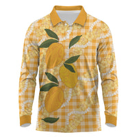 Alani Hawaiian Mango Palaka Long Sleeve Polo Shirt Aloha Hibiscus Pikake Lei LT9 Orange - Polynesian Pride