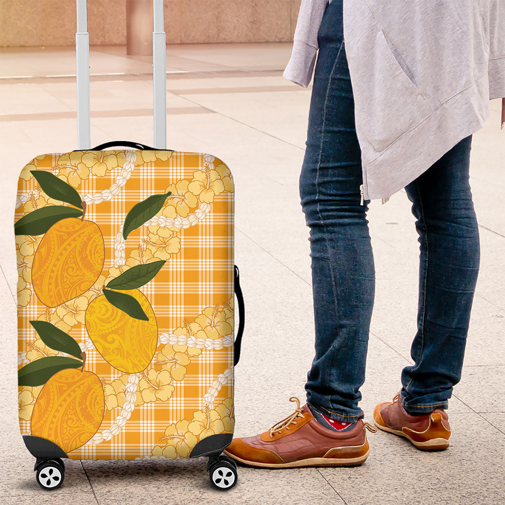 Alani Hawaiian Mango Palaka Luggage Cover Aloha Hibiscus Pikake Lei LT9 Orange - Polynesian Pride