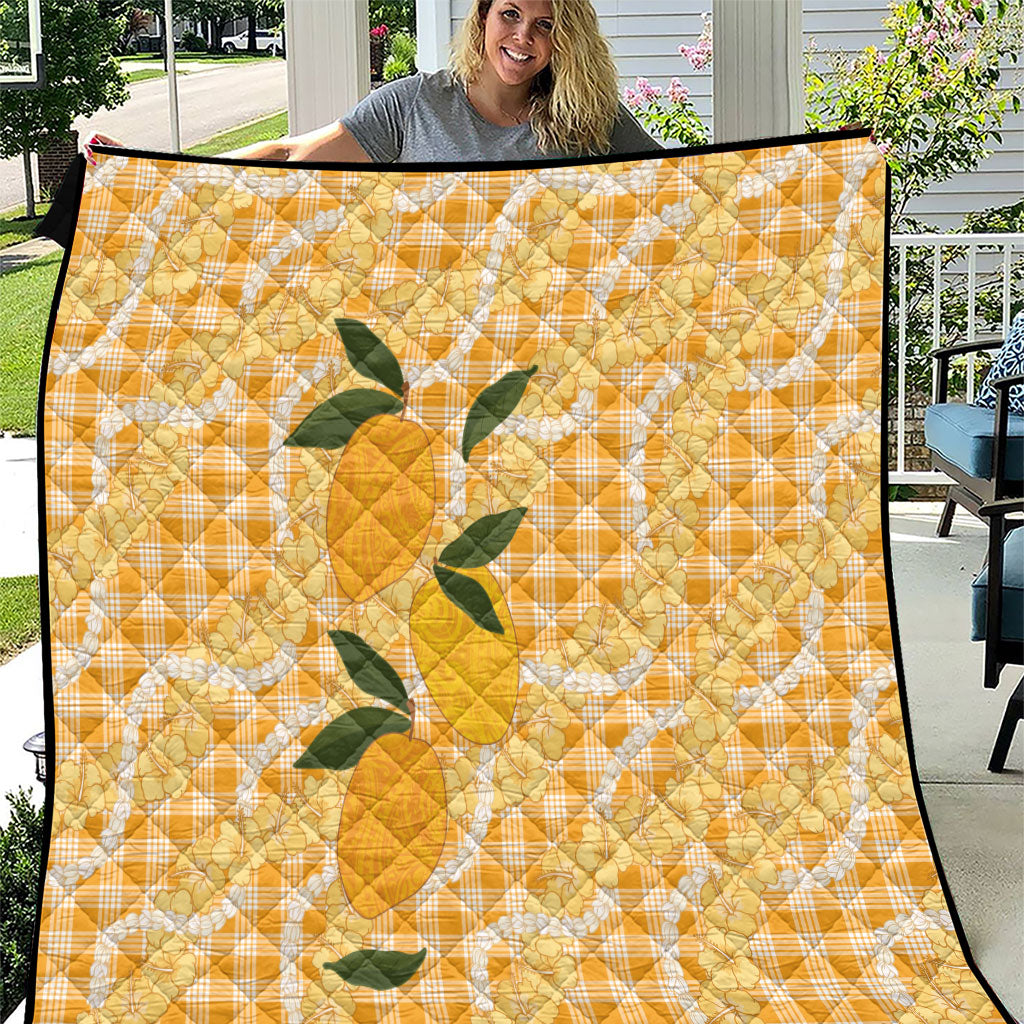 Alani Hawaiian Mango Palaka Quilt Aloha Hibiscus Pikake Lei LT9 Orange - Polynesian Pride