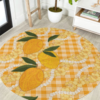Alani Hawaiian Mango Palaka Round Carpet Aloha Hibiscus Pikake Lei LT9 Orange - Polynesian Pride