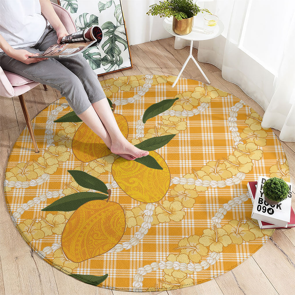 Alani Hawaiian Mango Palaka Round Carpet Aloha Hibiscus Pikake Lei LT9 - Polynesian Pride