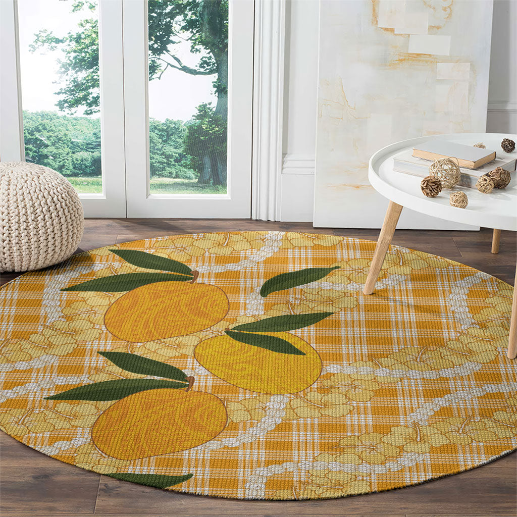 Alani Hawaiian Mango Palaka Round Carpet Aloha Hibiscus Pikake Lei LT9 - Polynesian Pride