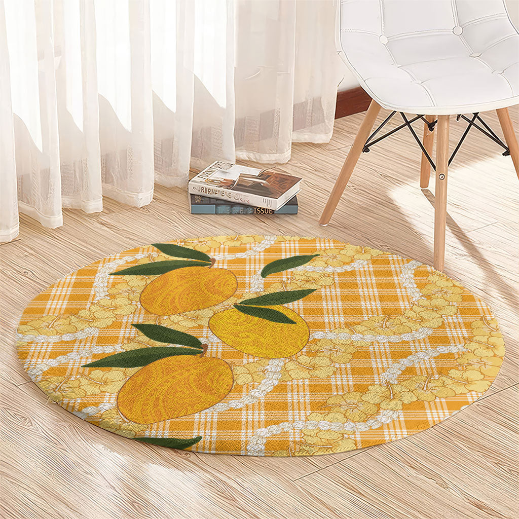 Alani Hawaiian Mango Palaka Round Carpet Aloha Hibiscus Pikake Lei LT9 - Polynesian Pride