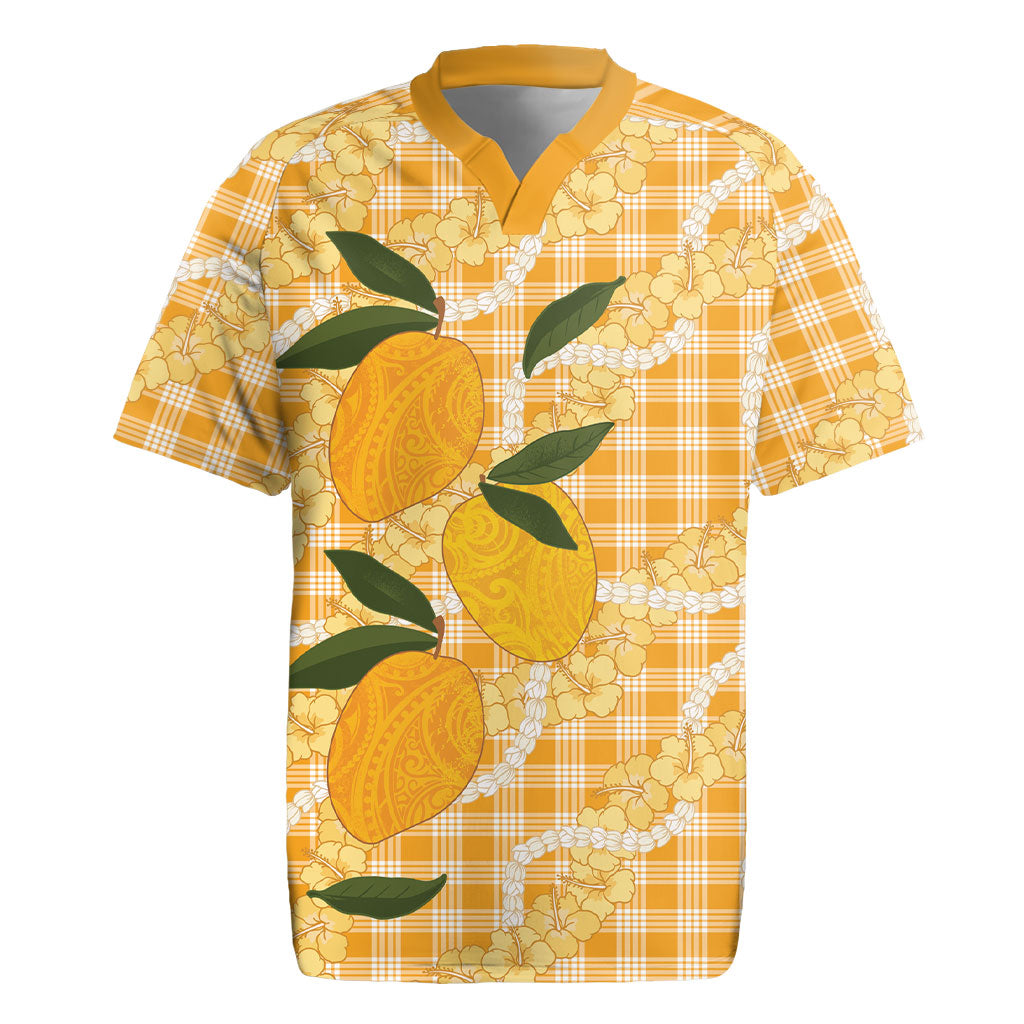 Alani Hawaiian Mango Palaka Rugby Jersey Aloha Hibiscus Pikake Lei LT9 Orange - Polynesian Pride