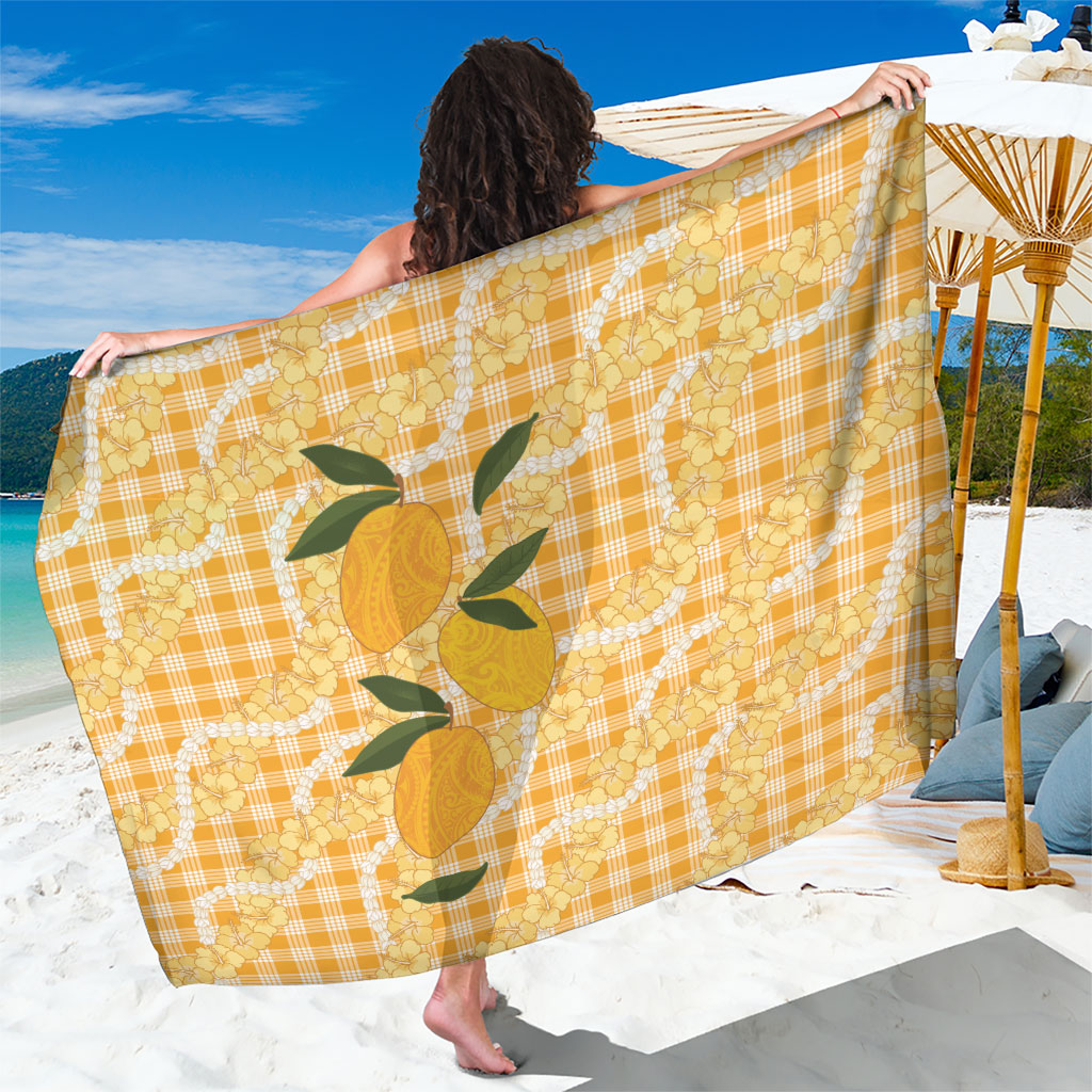 Alani Hawaiian Mango Palaka Sarong Aloha Hibiscus Pikake Lei LT9 One Size 44 x 66 inches Orange - Polynesian Pride