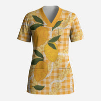 Alani Hawaiian Mango Palaka Scrub Top Aloha Hibiscus Pikake Lei LT9 Adult Orange - Polynesian Pride