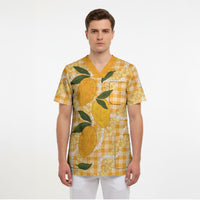 Alani Hawaiian Mango Palaka Scrub Top Aloha Hibiscus Pikake Lei LT9 - Polynesian Pride