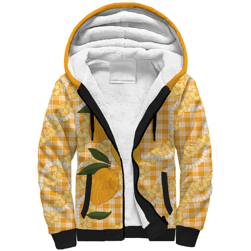 Alani Hawaiian Mango Palaka Sherpa Hoodie Aloha Hibiscus Pikake Lei LT9 Unisex Orange - Polynesian Pride