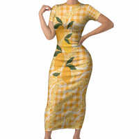 Alani Hawaiian Mango Palaka Short Sleeve Bodycon Dress Aloha Hibiscus Pikake Lei LT9 Long Dress Orange - Polynesian Pride