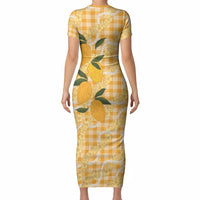 Alani Hawaiian Mango Palaka Short Sleeve Bodycon Dress Aloha Hibiscus Pikake Lei LT9 - Polynesian Pride