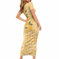 Alani Hawaiian Mango Palaka Short Sleeve Bodycon Dress Aloha Hibiscus Pikake Lei LT9 - Polynesian Pride