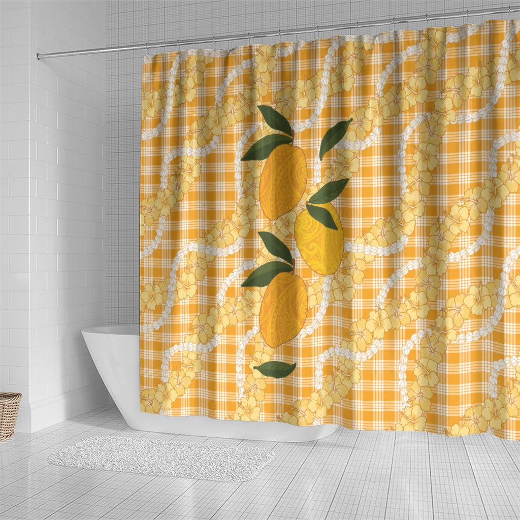 Alani Hawaiian Mango Palaka Shower Curtain Aloha Hibiscus Pikake Lei LT9 - Polynesian Pride