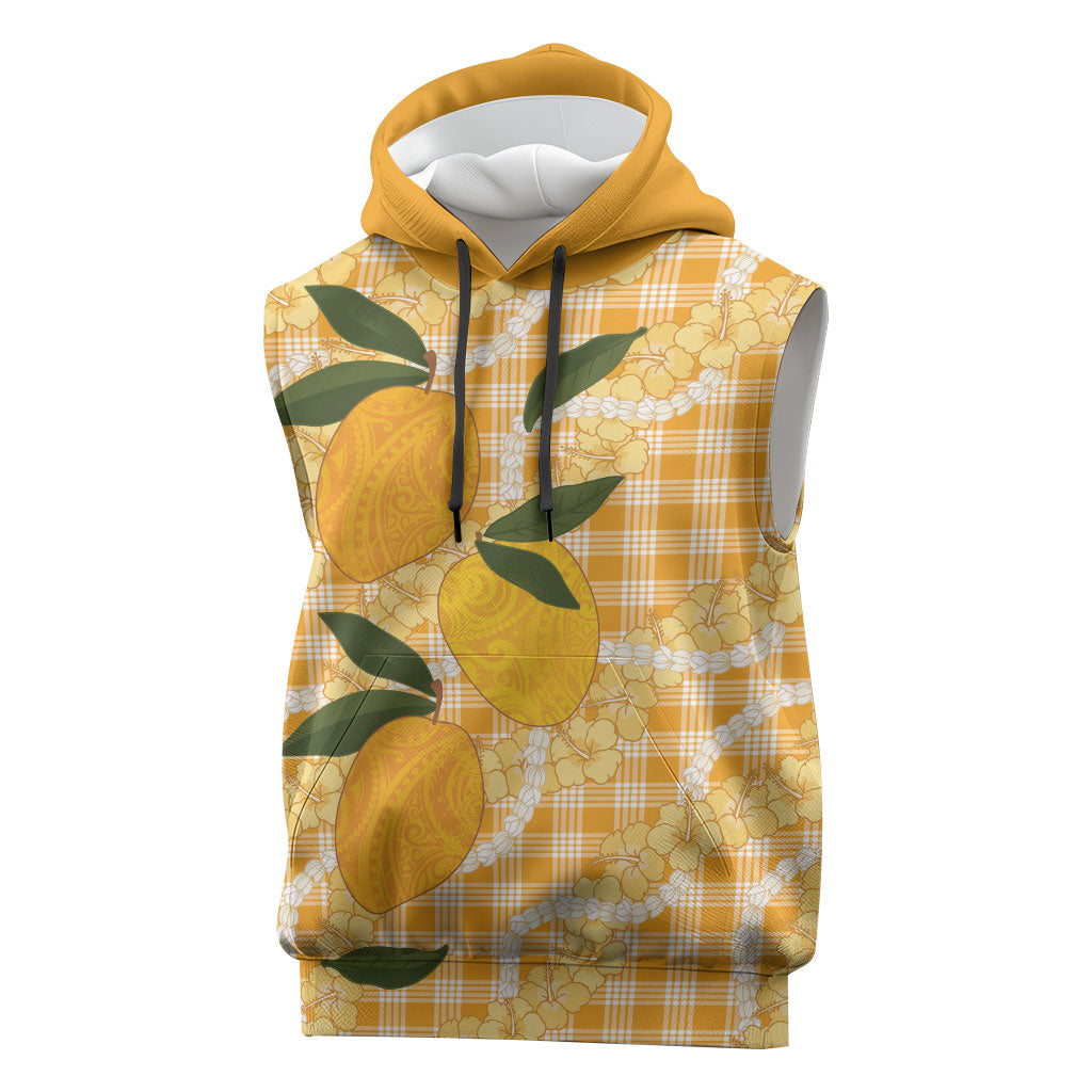 Alani Hawaiian Mango Palaka Sleeveless Hoodie Aloha Hibiscus Pikake Lei LT9 Orange - Polynesian Pride