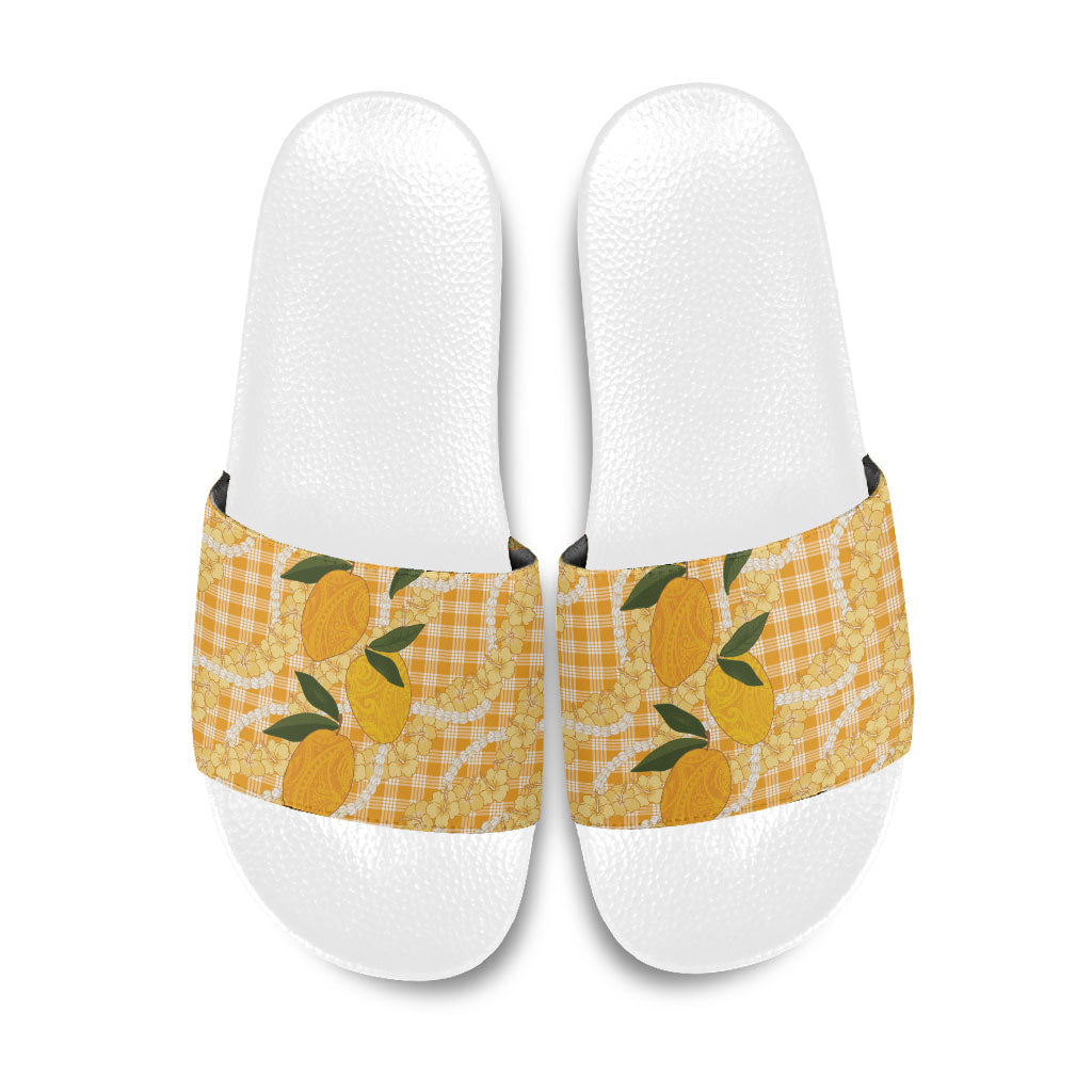 Alani Hawaiian Mango Palaka Slide Sandals Aloha Hibiscus Pikake Lei LT9 Orange - Polynesian Pride