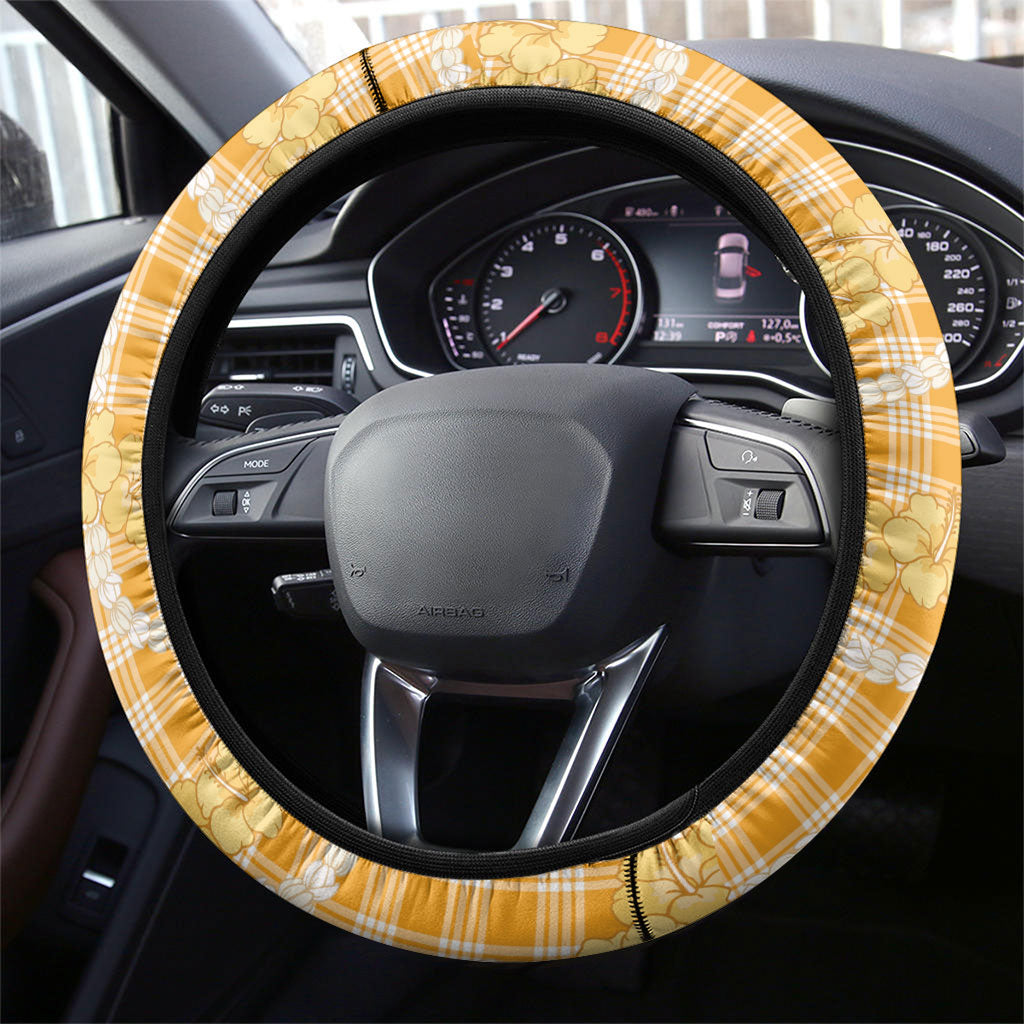 Alani Hawaiian Mango Palaka Steering Wheel Cover Aloha Hibiscus Pikake Lei LT9 - Polynesian Pride