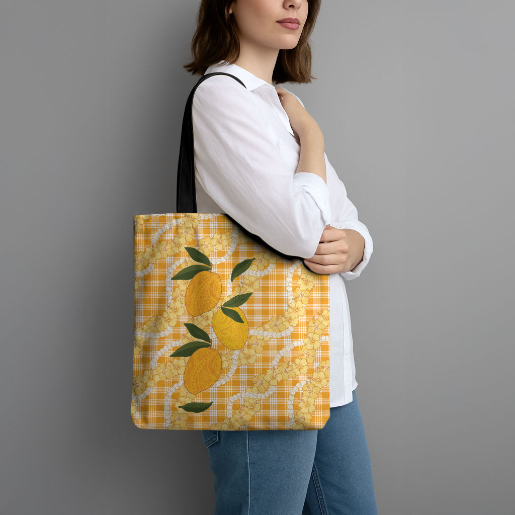 Alani Hawaiian Mango Palaka Tote Bag Aloha Hibiscus Pikake Lei LT9 - Polynesian Pride