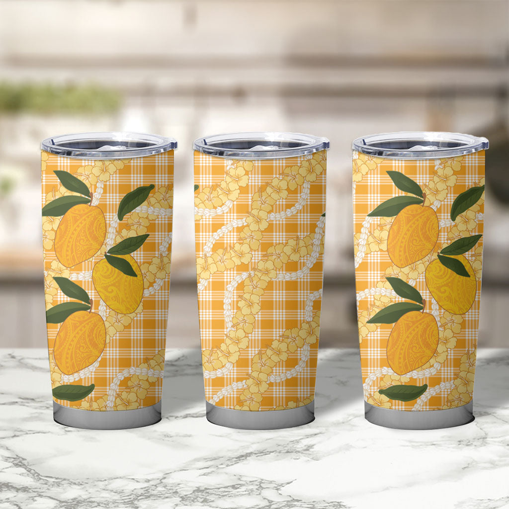 Alani Hawaiian Mango Palaka Tumbler Cup Aloha Hibiscus Pikake Lei LT9 - Polynesian Pride