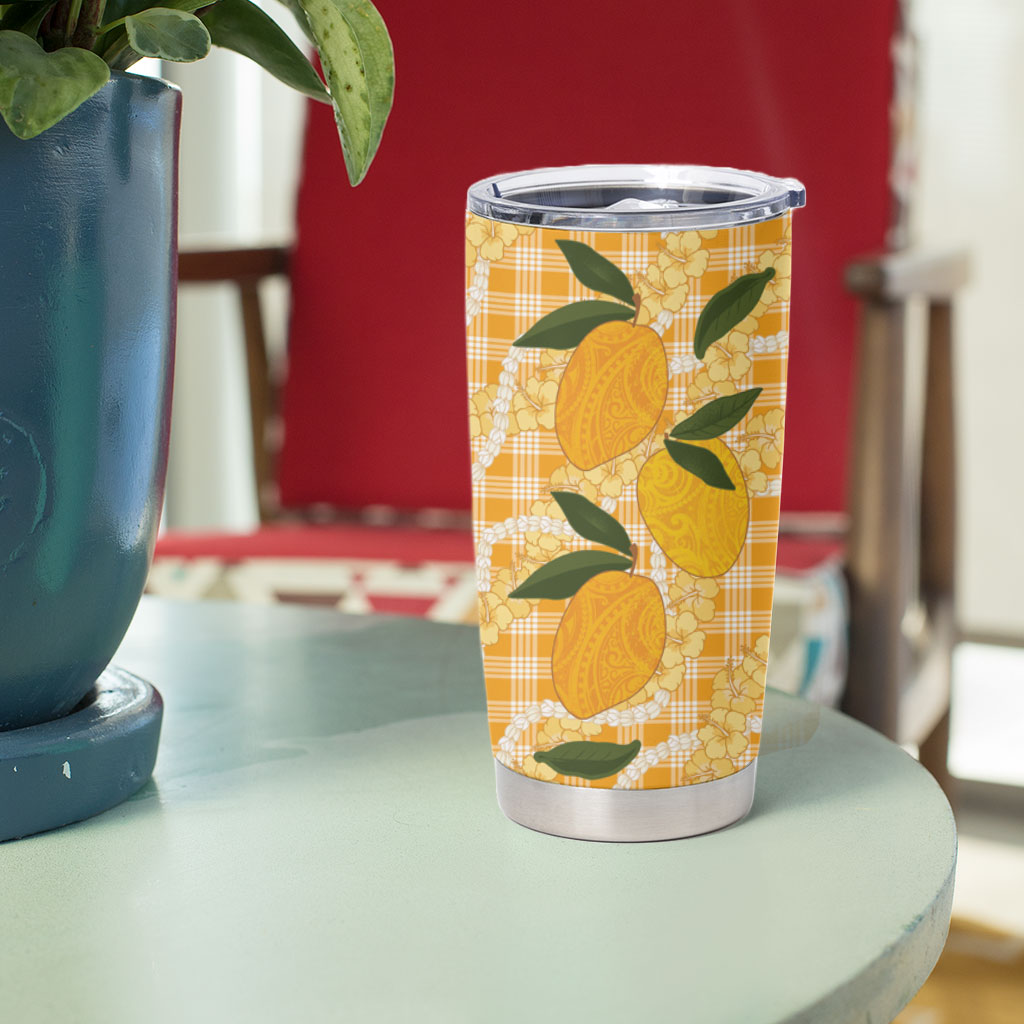 Alani Hawaiian Mango Palaka Tumbler Cup Aloha Hibiscus Pikake Lei LT9 - Polynesian Pride