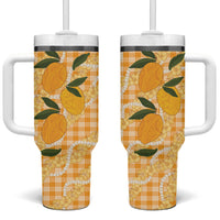 Alani Hawaiian Mango Palaka Tumbler With Handle Aloha Hibiscus Pikake Lei LT9 One Size: 40 oz Orange - Polynesian Pride