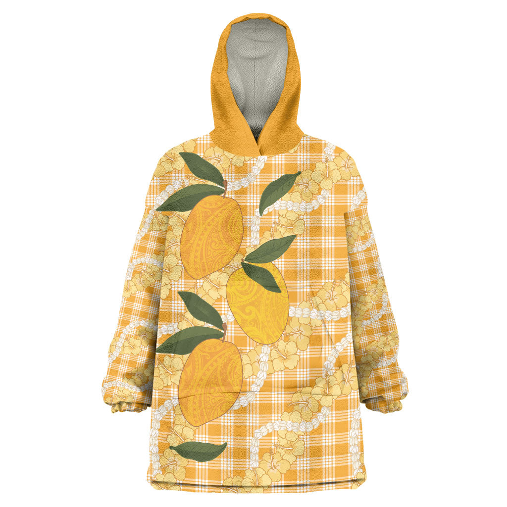 Alani Hawaiian Mango Palaka Wearable Blanket Hoodie Aloha Hibiscus Pikake Lei LT9 One Size Orange - Polynesian Pride