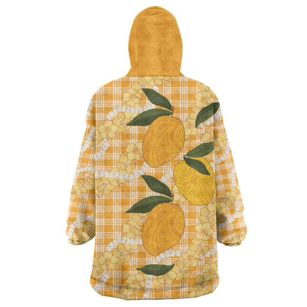 Alani Hawaiian Mango Palaka Wearable Blanket Hoodie Aloha Hibiscus Pikake Lei LT9 - Polynesian Pride