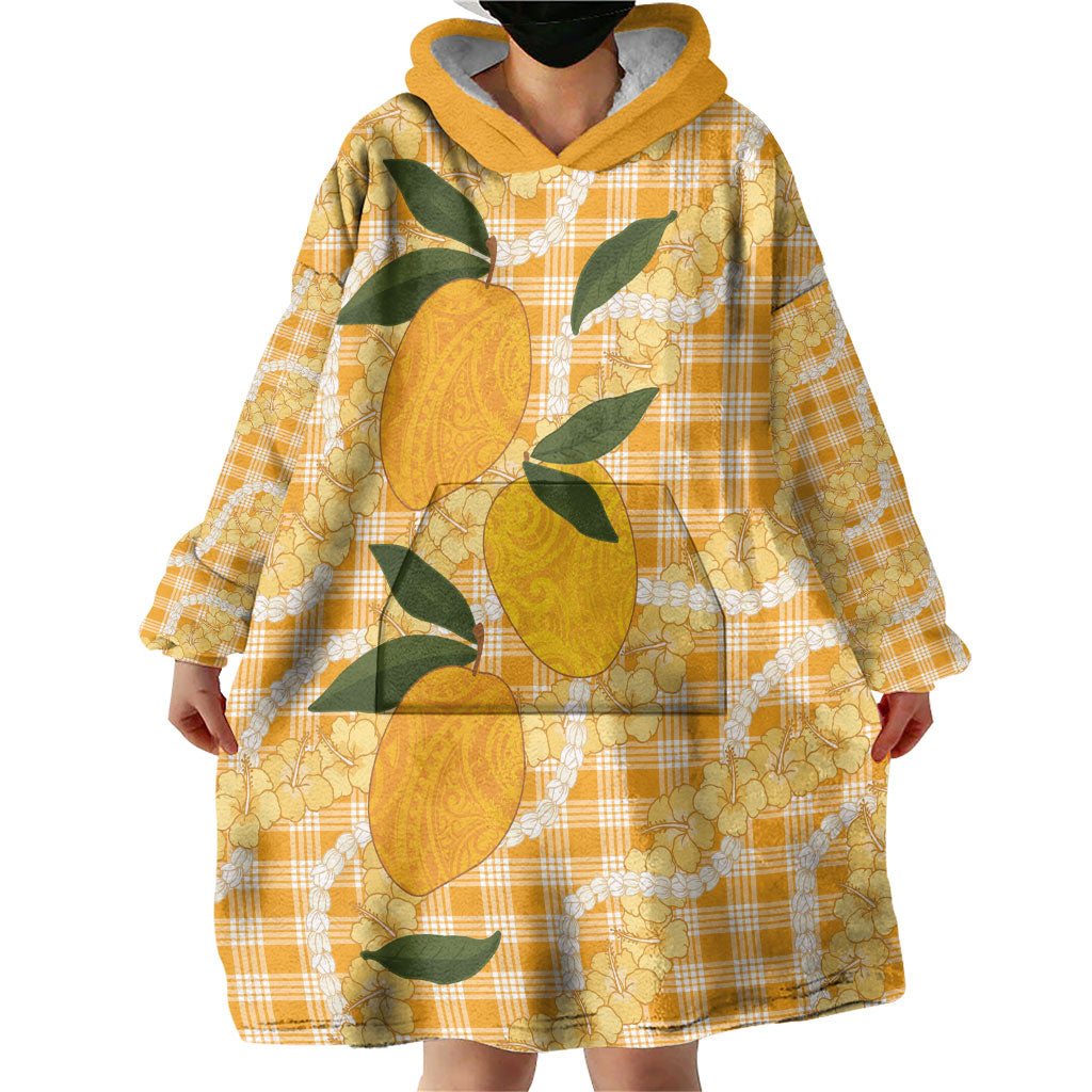 Alani Hawaiian Mango Palaka Wearable Blanket Hoodie Aloha Hibiscus Pikake Lei LT9 - Polynesian Pride