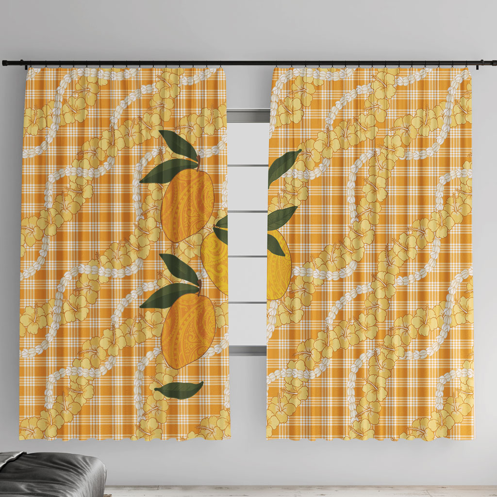 Alani Hawaiian Mango Palaka Window Curtain Aloha Hibiscus Pikake Lei LT9 With Hooks Orange - Polynesian Pride