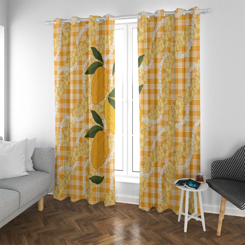 Alani Hawaiian Mango Palaka Window Curtain Aloha Hibiscus Pikake Lei LT9 With Grommets Orange - Polynesian Pride