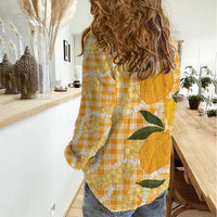 Alani Hawaiian Mango Palaka Women Casual Shirt Aloha Hibiscus Pikake Lei LT9 - Polynesian Pride