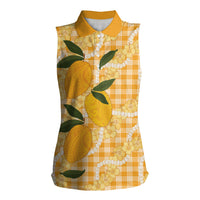 Alani Hawaiian Mango Palaka Women Sleeveless Polo Shirt Aloha Hibiscus Pikake Lei LT9 Female Orange - Polynesian Pride