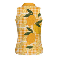 Alani Hawaiian Mango Palaka Women Sleeveless Polo Shirt Aloha Hibiscus Pikake Lei LT9 - Polynesian Pride