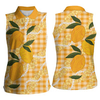 Alani Hawaiian Mango Palaka Women Sleeveless Polo Shirt Aloha Hibiscus Pikake Lei LT9 - Polynesian Pride