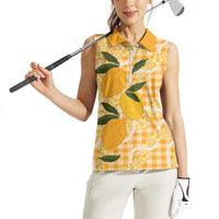 Alani Hawaiian Mango Palaka Women Sleeveless Polo Shirt Aloha Hibiscus Pikake Lei LT9 - Polynesian Pride