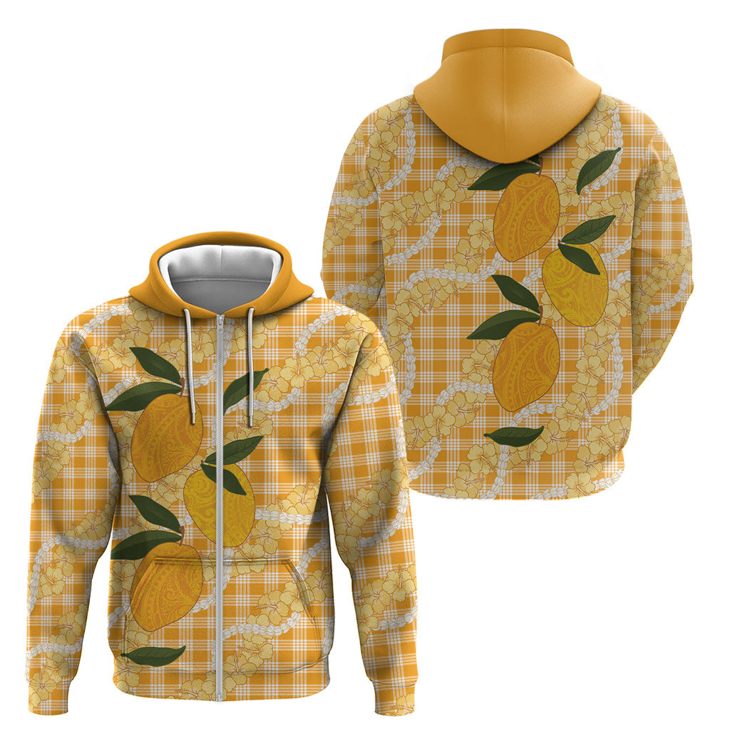 Alani Hawaiian Mango Palaka Zip Hoodie Aloha Hibiscus Pikake Lei LT9 - Polynesian Pride