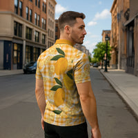 Alani Hawaiian Mango Palaka Zipper Polo Shirt Aloha Hibiscus Pikake Lei LT9 - Polynesian Pride