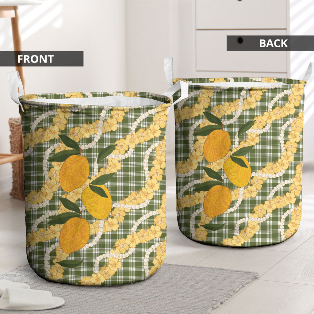 Uliuli Ahiahia Hawaiian Mango Palaka Laundry Basket Aloha Hibiscus Pikake Lei LT9 - Polynesian Pride