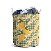 Uliuli Ahiahia Hawaiian Mango Palaka Laundry Basket Aloha Hibiscus Pikake Lei LT9 - Polynesian Pride