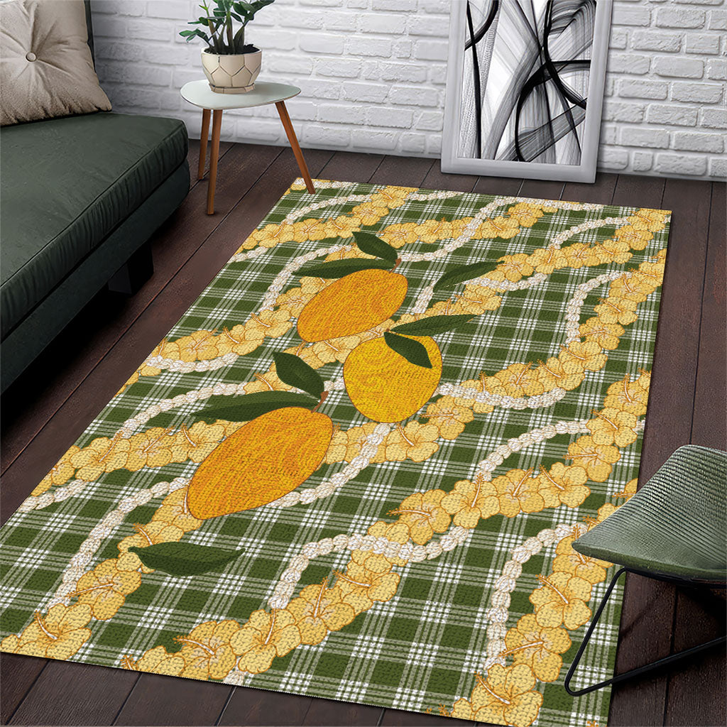 Uliuli Ahiahia Hawaiian Mango Palaka Area Rug Aloha Hibiscus Pikake Lei LT9 Sage Green - Polynesian Pride