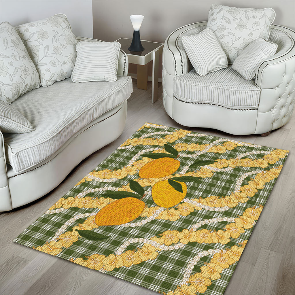 Uliuli Ahiahia Hawaiian Mango Palaka Area Rug Aloha Hibiscus Pikake Lei LT9 - Polynesian Pride