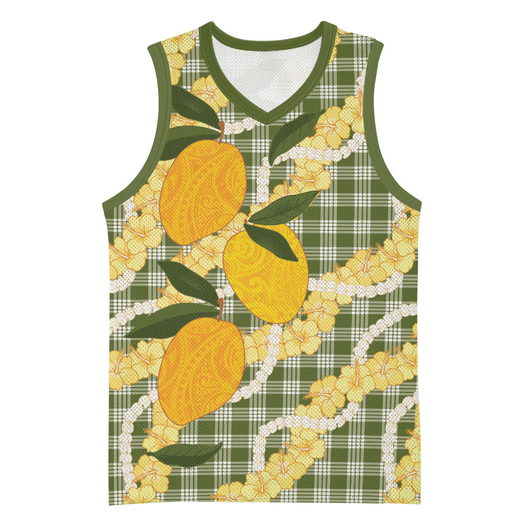 Uliuli Ahiahia Hawaiian Mango Palaka Basketball Jersey Aloha Hibiscus Pikake Lei LT9 Unisex Sage Green - Polynesian Pride